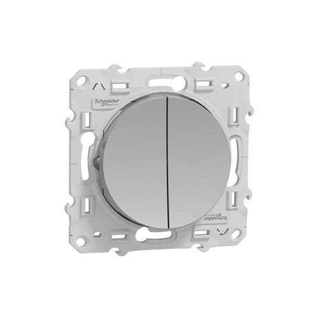 Bouton-poussoir double Odace S530216 Aluminium Bouton-poussoir double Odace S530216 Aluminium
