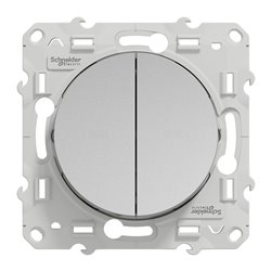 Bouton-poussoir double Odace S530216 Aluminium 