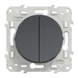 Bouton-poussoir double Odace S540216 Anthracite 