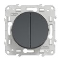 Bouton-poussoir double Odace S540216 Anthracite 