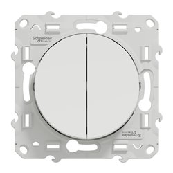Va-et-vient + va et vient lumineux ou témoin Odace S520273 Blanc brillant 