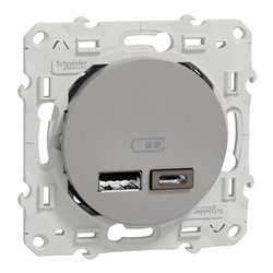 Prise USB double type A+C Odace S530401 Aluminium 