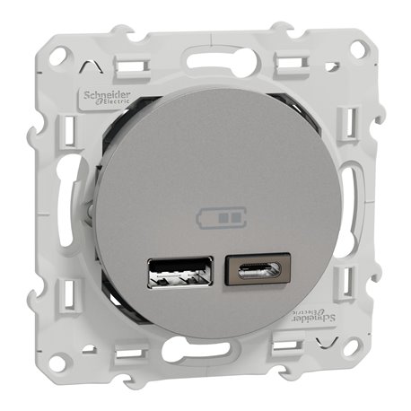 Prise USB double type A+C Odace S530401 Aluminium Prise USB double type A+C Odace S530401 Aluminium