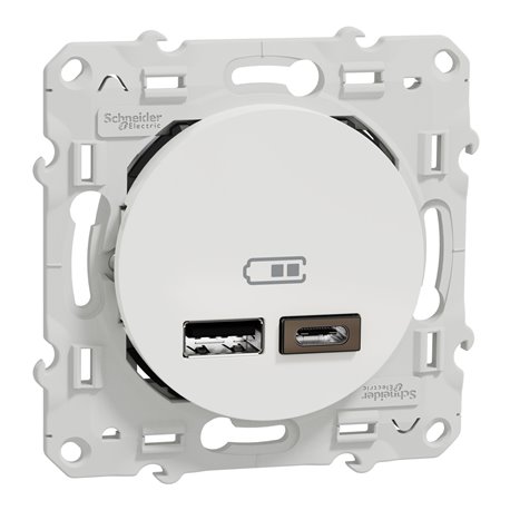 Prise USB double type A+C Odace S520401 Blanc Prise USB double type A+C Odace S520401 Blanc