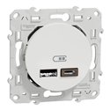 Prise USB double type A+C Odace S520401 Blanc 