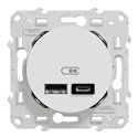 Prise USB double type A+C Odace S520401 Blanc 