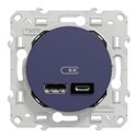 Prise USB double type A+C 5 Vcc 2,4A Odace S550401 Bleu cobalt 