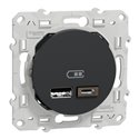 Prise USB double type A+C 5 Vcc 2,4A Odace S540401 Anthracite 