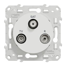 Prise TV/FM/SAT encastrée Odace S520460 Blanc brillant 
