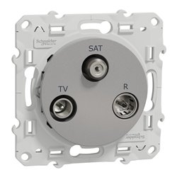 Prise TV/FM/SAT encastrée Odace S530461 Aluminium 