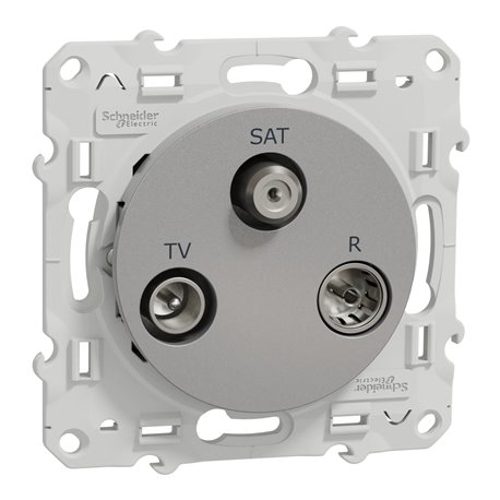 Prise TV/FM/SAT encastrée Odace S530461 Aluminium 
