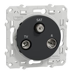 Prise TV/FM/SAT encastrée Odace S540461 Anthracite 1 entrée