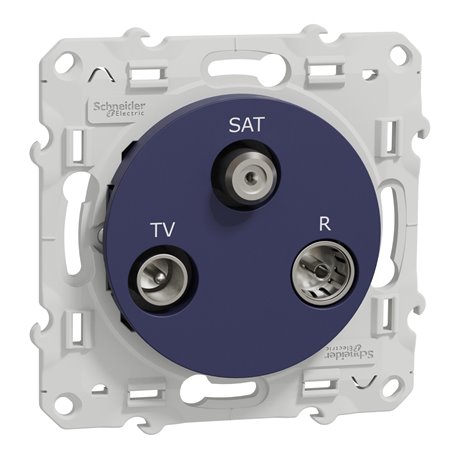 Prise TV/FM/SAT encastrée Odace S550461 Bleu cobalt 1 entrée