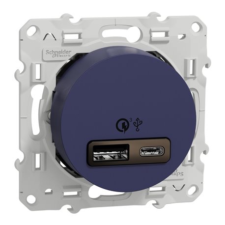 Prise USB double charge rapide Odace S550219 Bleu cobalt Prise USB double charge rapide Odace S550219 Bleu cobalt