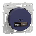 Prise USB double charge rapide Odace S550219 Bleu cobalt 