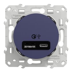 Prise USB double charge rapide Odace S550219 Bleu cobalt 