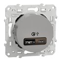 Prise USB double charge rapide type A+C Odace S530219 Aluminium 
