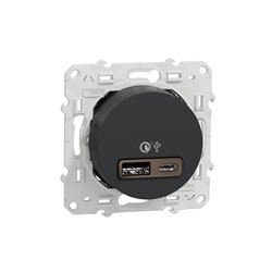 Prise USB double charge rapide type A+C Odace S540219 Anthracite 