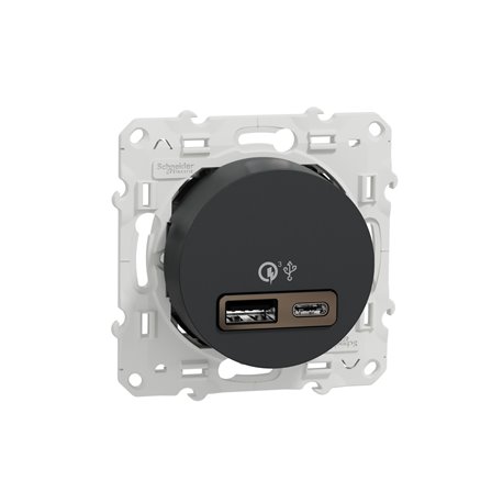 Prise USB double charge rapide type A+C Odace S540219 Anthracite Prise USB double charge rapide type A+C Odace S540219 Anthracite