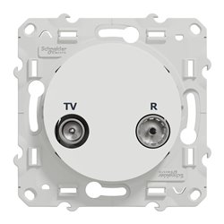 Prise TV/FM encastrée individuelle Odace S520451 Blanc 
