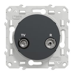 Prise TV/FM encastrée Odace S540451 Anthracite 