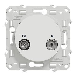 Prise TV/FM encastrée Odace S525451 Blanc brillant 