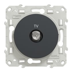 Prise TV simple encastrée Odace S540445 Anthracite 