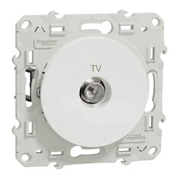 Prise TV simple encastrée Odace S525445 Blanc brillant 