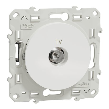 Prise TV simple encastrée Odace S525445 Blanc brillant 
