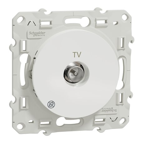 Prise TV simple encastré Odace S500445 Blanc antibactérien Prise TV simple encastré Odace S500445 Blanc antibactérien