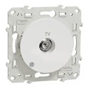 Prise TV simple encastré Odace S500445 Blanc antibactérien 