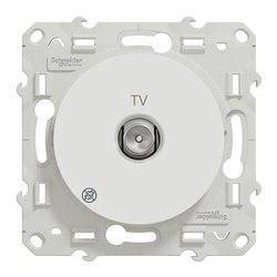 Prise TV simple encastré Odace S500445 Blanc antibactérien 