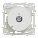Prise TV simple encastré Odace S500445 Blanc antibactérien 