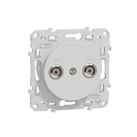 Prise TV multiservices encastrée Odace S520457 Blanc brillant 