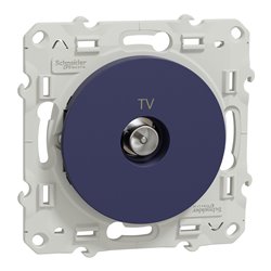 Prise TV encastrée Odace S550445 Bleu cobalt 