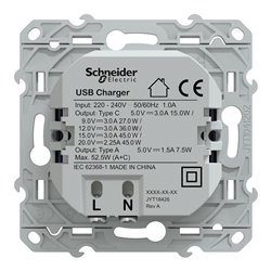 Chargeur USB type A 7,5W + type C 45W  forte puissance type C Odace S550403 Bleu cobalt 