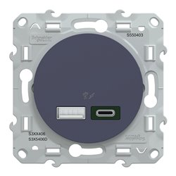 Chargeur USB type A 7,5W + type C 45W  forte puissance type C Odace S550403 Bleu cobalt 