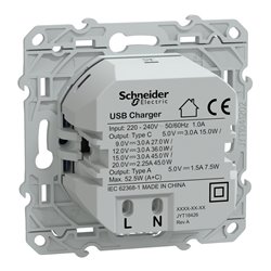 Chargeur USB type A 7,5W + type C 45W  forte puissance type C Odace S550403 Bleu cobalt 