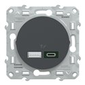 Chargeur USB type A 7,5W + type C 45W forte puissance type C Odace S540403 Anthracite 