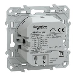 Chargeur USB type A 7,5W + type C 45W Odace S530403 Aluminium 