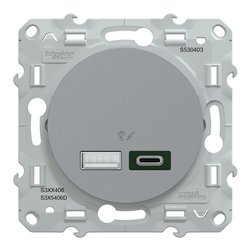 Chargeur USB type A 7,5W + type C 45W Odace S530403 Aluminium 