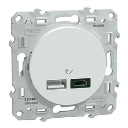 Chargeur USB type A 7,5W + type C Odace S520403 Blanc 