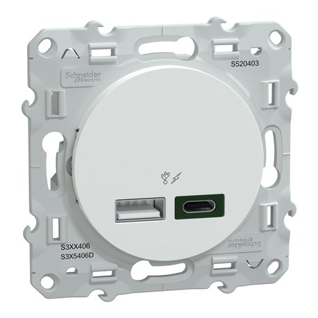 Chargeur USB type A 7,5W + type C Odace S520403 Blanc 