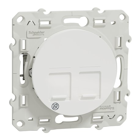 Prise de communication simple RJ45 (8 contacts) Cat.6 Odace S505486 Blanc antibactérien grade 3 multimédia