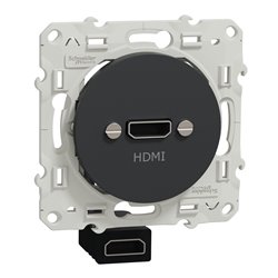 Prise HDMI type A prise femelle / câble femelle arrière Odace S540462 Anthracite 