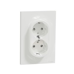 Prise de courant 2P+T standard Schuko allemand Odace S521087 Blanc brillant 