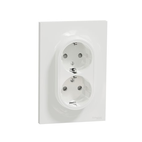 Prise de courant 2P+T standard Schuko allemand Odace S521087 Blanc brillant 