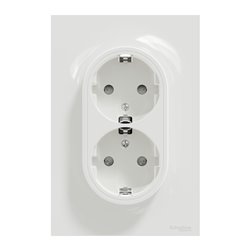Prise de courant 2P+T standard Schuko allemand Odace S521087 Blanc brillant 