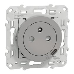Prise de courant affleurante 2P+T avec USB C Odace S530089 Aluminium 