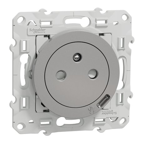 Prise de courant affleurante 2P+T avec USB C Odace S530089 Aluminium Prise de courant affleurante 2P+T avec USB C Odace S530089 Aluminium